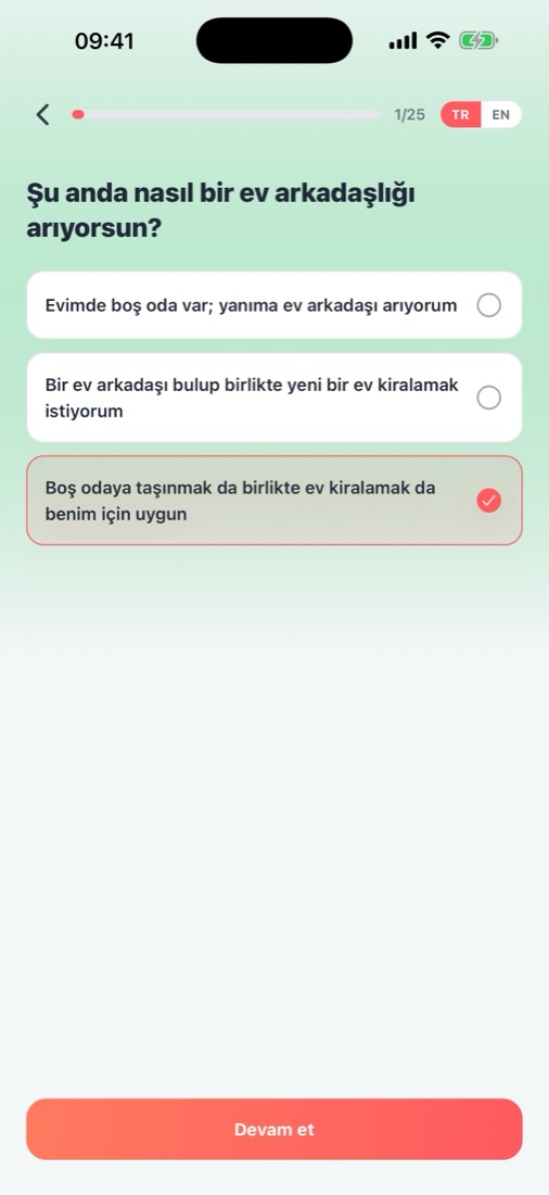 Uyum testi ekranı
